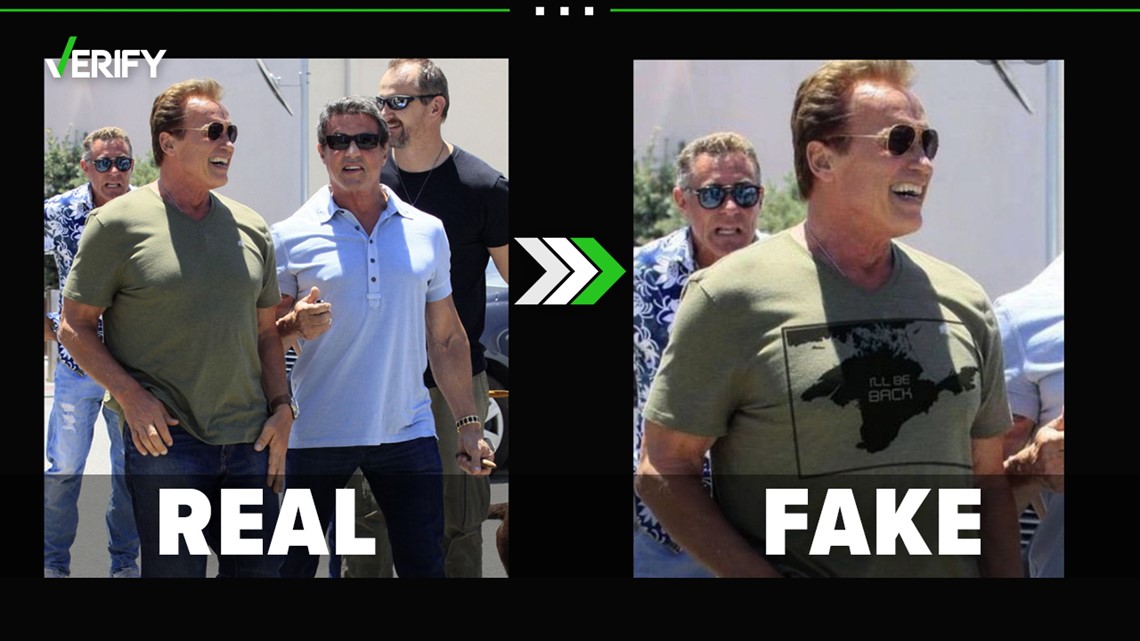 Viral image of Arnold Schwarzenegger wearing a Crimea shirt is fake