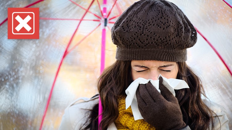No, cold or rainy weather cannot make you sick