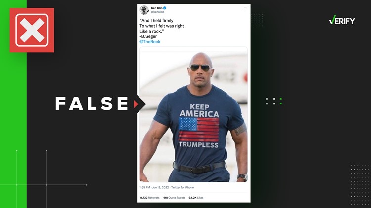 No, a photo of Dwayne ‘The Rock’ Johnson wearing anti-Trump shirt isn’t real