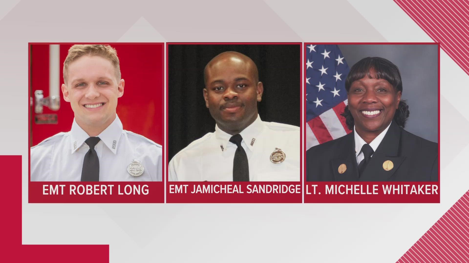 MFD said Robert Long, JaMicheal Sandridge, and Lt. Michelle Whitaker have been terminated for violating “numerous MFD Policies and Protocols."