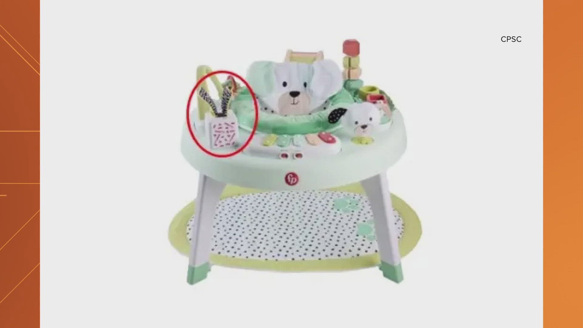 Fisher-Price recalls  SnugaPuppy activity centers and Brunch & Go stroller toys because of choking hazards.