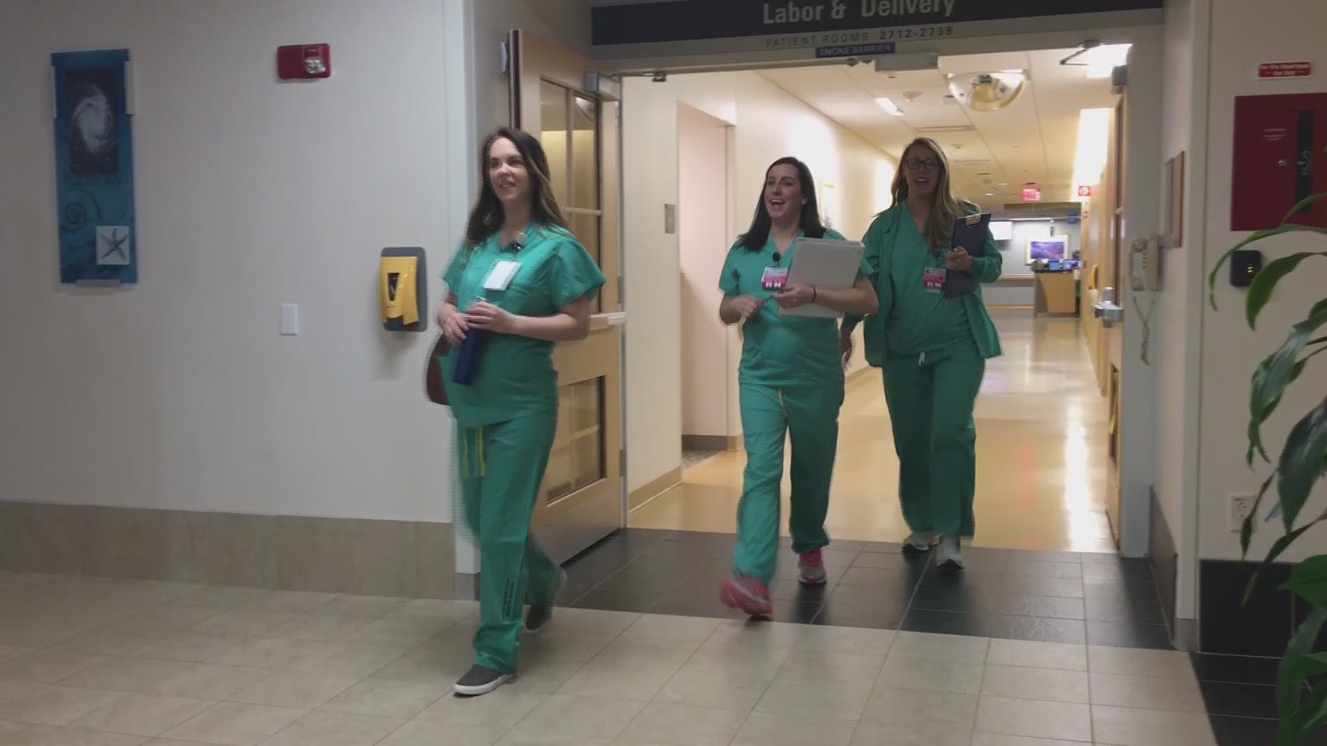 Nine labor and delivery nurses are pregnant at the same time at Maine Medical Center.
