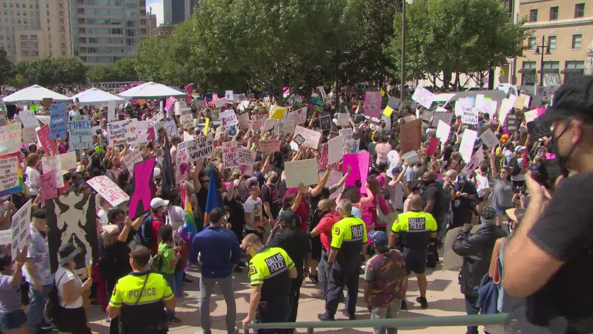 Organizers of the BIPOC-led Reproductive Liberation March and Rally in Dallas rallied against Texas abortion law SB 8 Saturday.