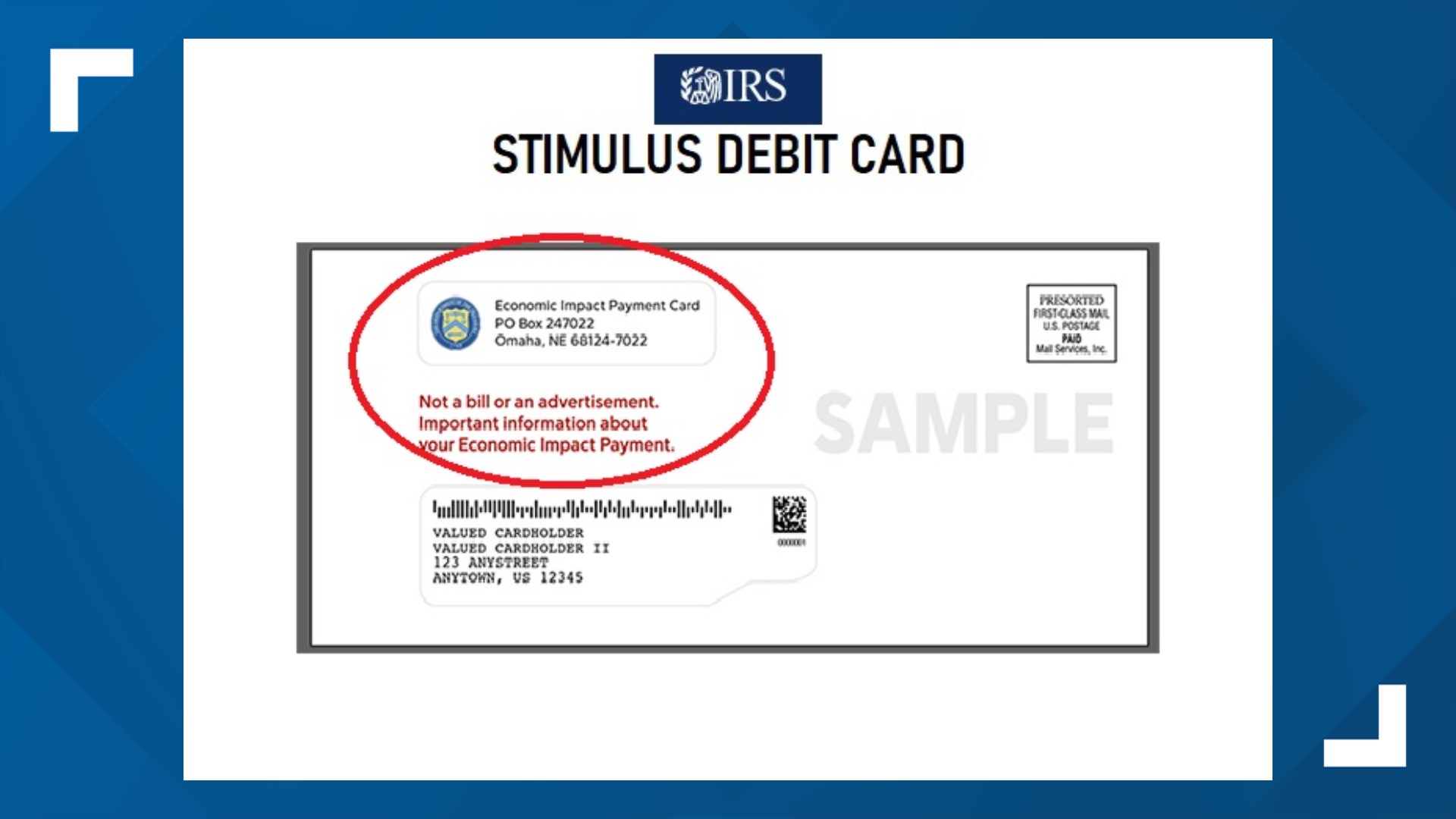 irs stimulus debit card envelope look like