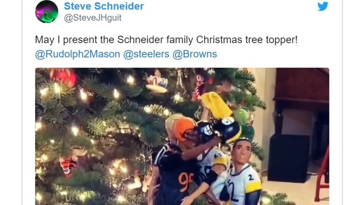 Myles Garrett tree topper showcases incident with Mason 