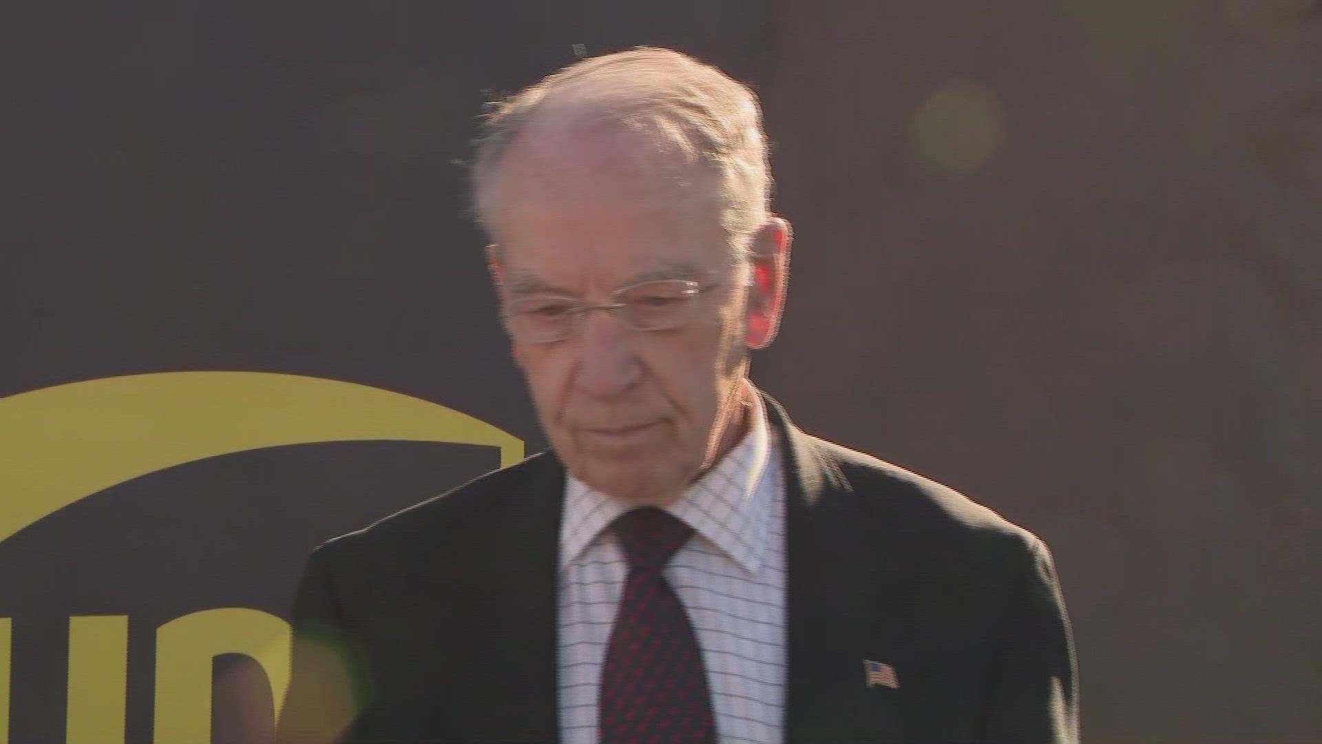 When asked on Thursday what his message was for the thousands of John Deere workers on strike, U.S. Sen. Chuck Grassley said he didn't know there was a strike.