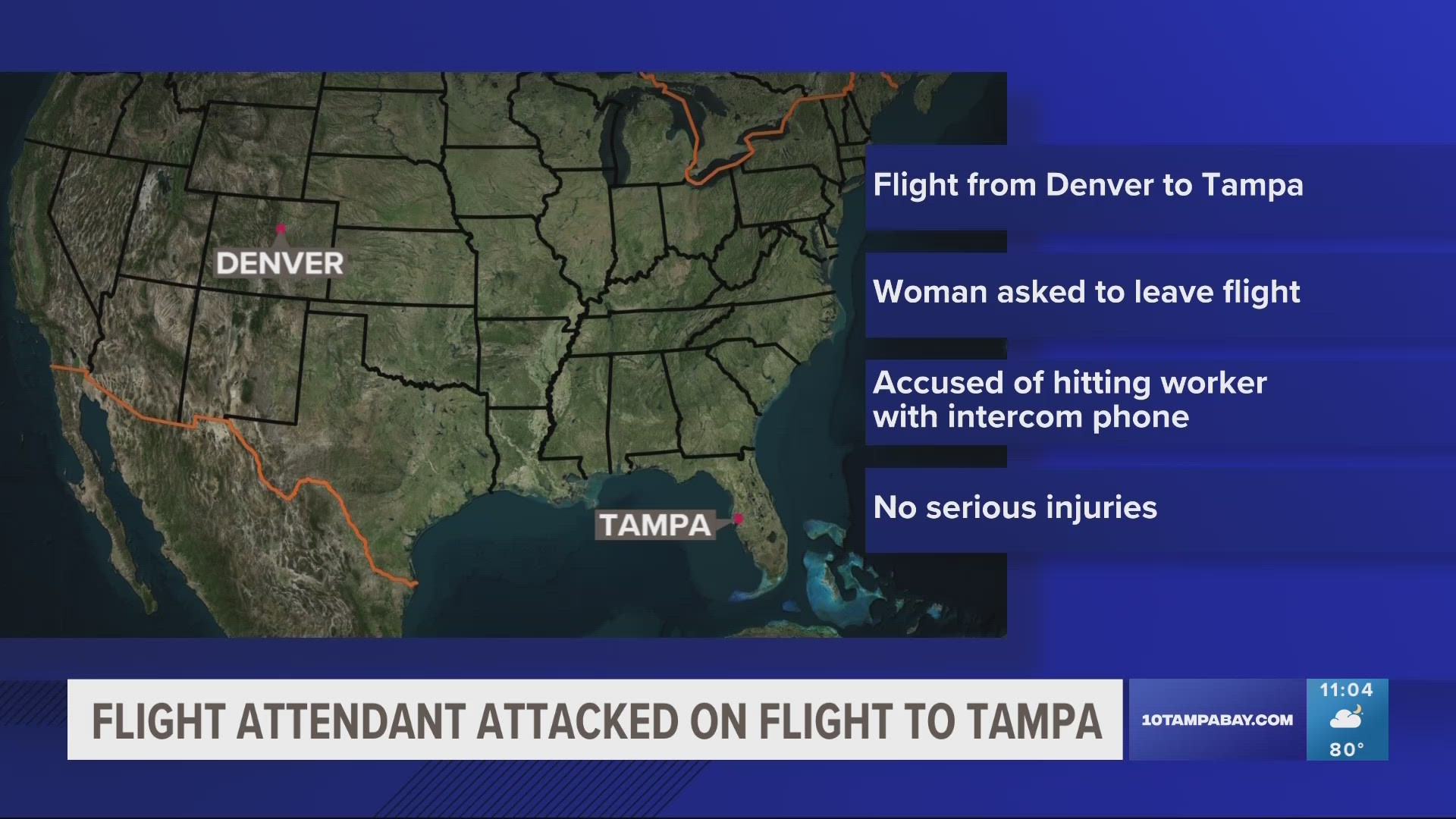 Frontier Airlines says the flight was able to depart for Tampa at around 5:30 a.m. Sunday.