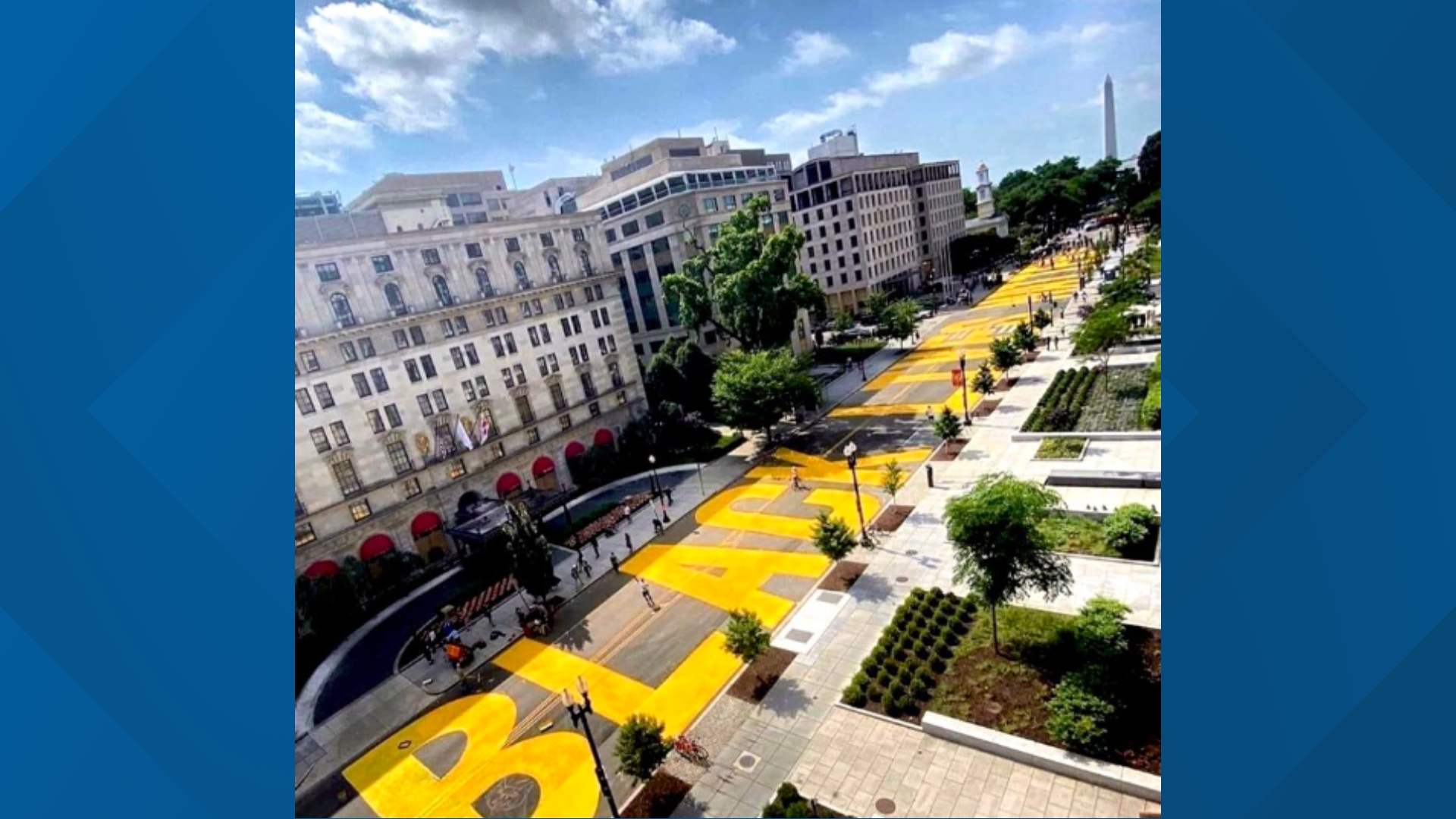 A massive BLM mural was painted on the newly unveiled Black Lives Matter Plaza located in a section of 16th Street.